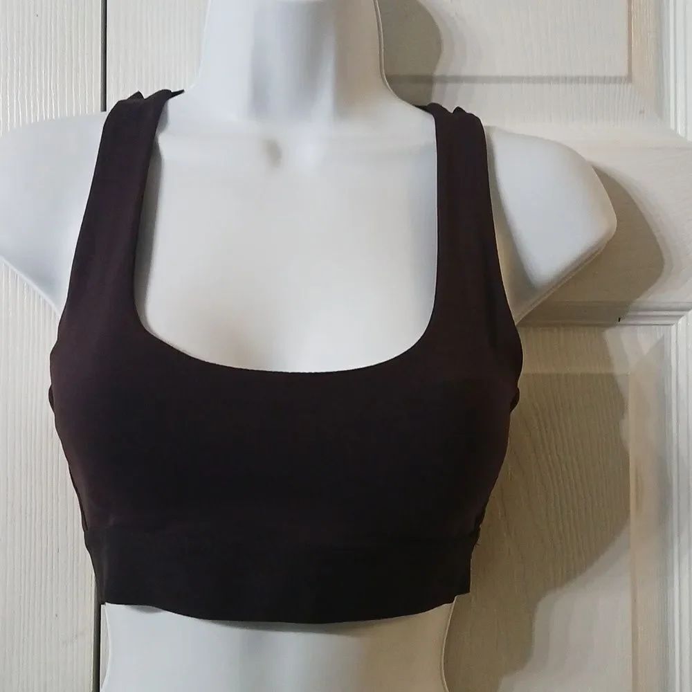 Mono B purple eggplant high impact sports bra adjustable strap Sz S Style AT1918